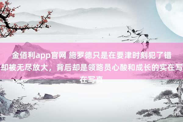 金佰利app官网 施罗德只是在要津时刻犯了错，却被无尽放大，背后却是领路员心酸和成长的实在写真