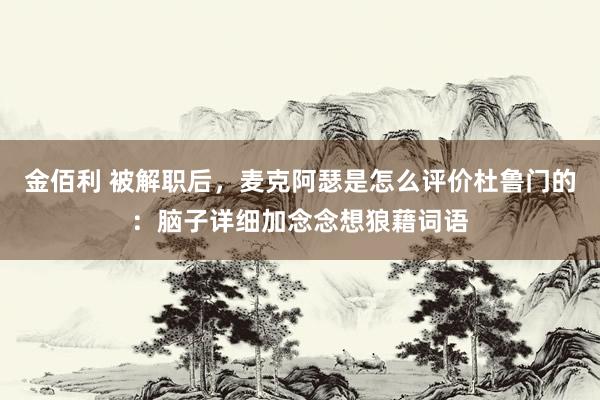 金佰利 被解职后，麦克阿瑟是怎么评价杜鲁门的：脑子详细加念念想狼藉词语