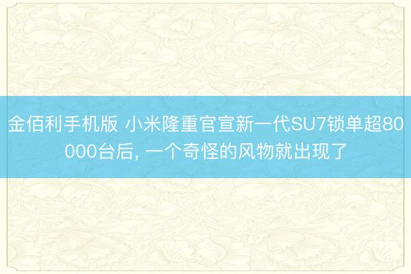 金佰利手机版 小米隆重官宣新一代SU7锁单超80000台后， 一个奇怪的风物就出现了