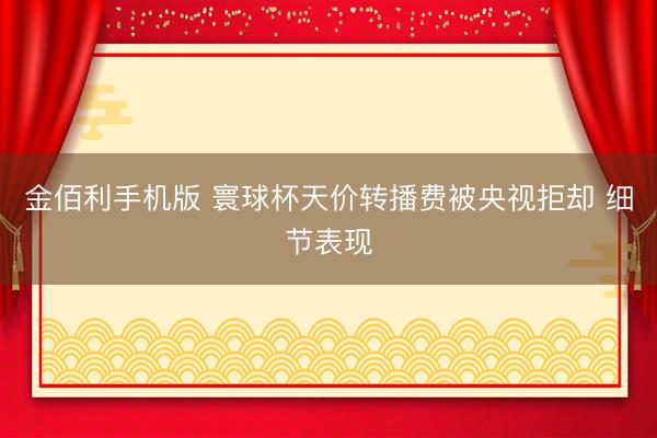金佰利手机版 寰球杯天价转播费被央视拒却 细节表现